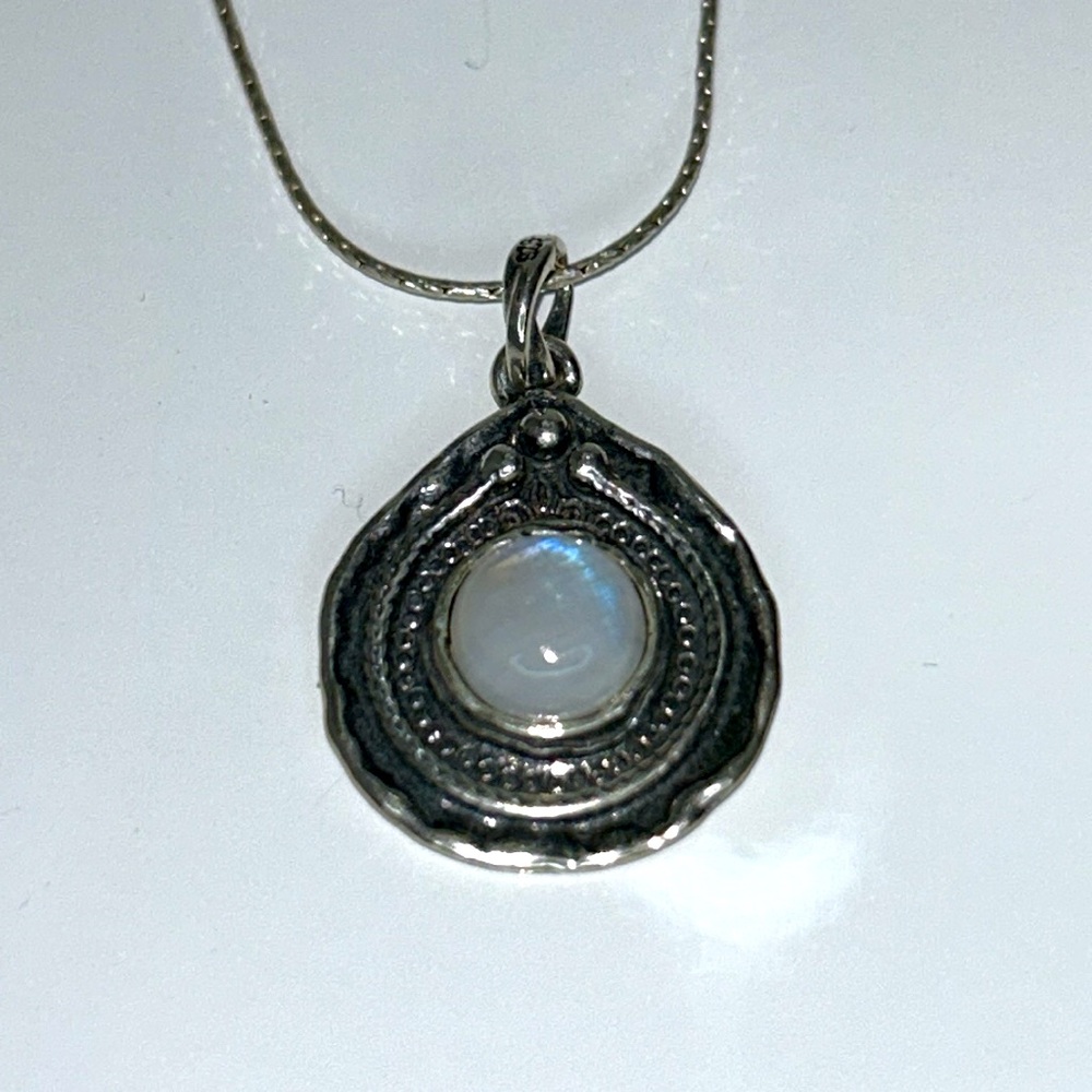 NWOT Passage to Israel Sterling Silver Genuine Moonstone Free Form Necklace Boho